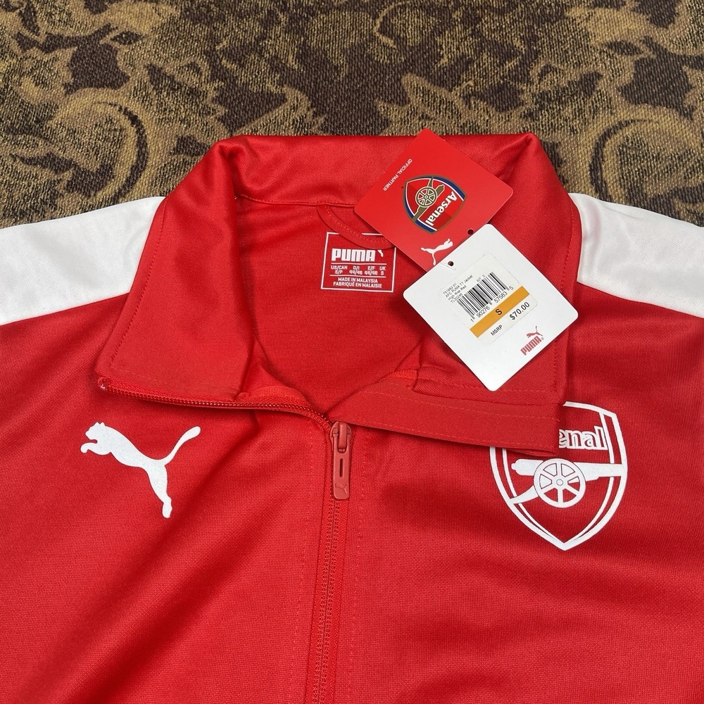 PUMA ARSENAL Soccer T7 ANTHEM JACKET 2017 RED/WHITE Mens Size Small New - Picture 2 of 8